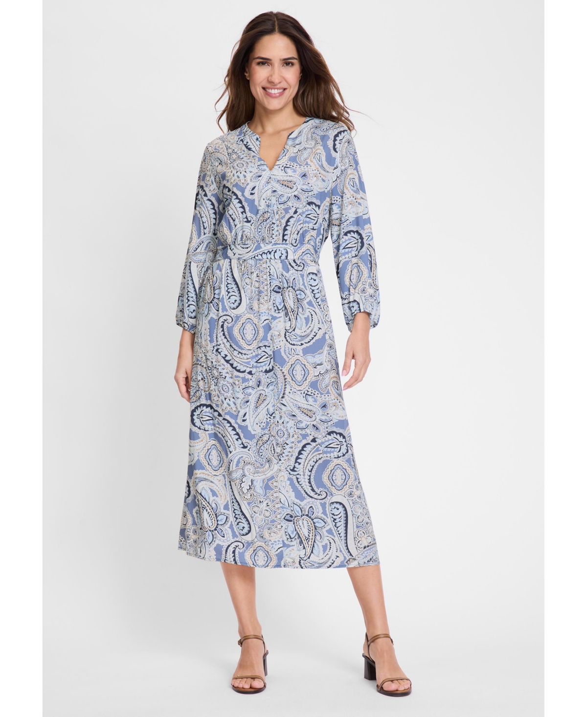 Women's Paisley Tunic Dress - Indigo denim