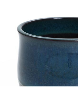 Blue and Green Ombre Round Decorative Ceramic Planter Pot