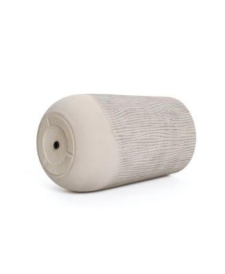 Blended Tan with Wood Pattern Round Tapered 19-Inch Tall MgO Planter, Indoor and Outdoor