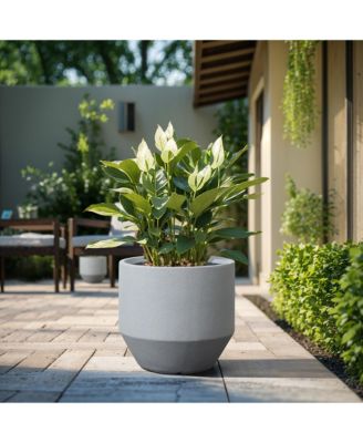 Minimalistic Modern Gray 15.7-Inch Tall Round Tapered MgO Planter