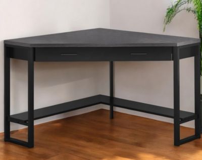 Corner Computer Desk 42" Sturdy Wood and Metal Frame for Home or Office Use