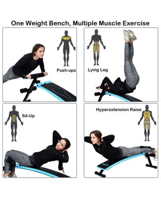 Folding Weight Bench Adjustable Sit-up Board Workout Slant Bench-Blue