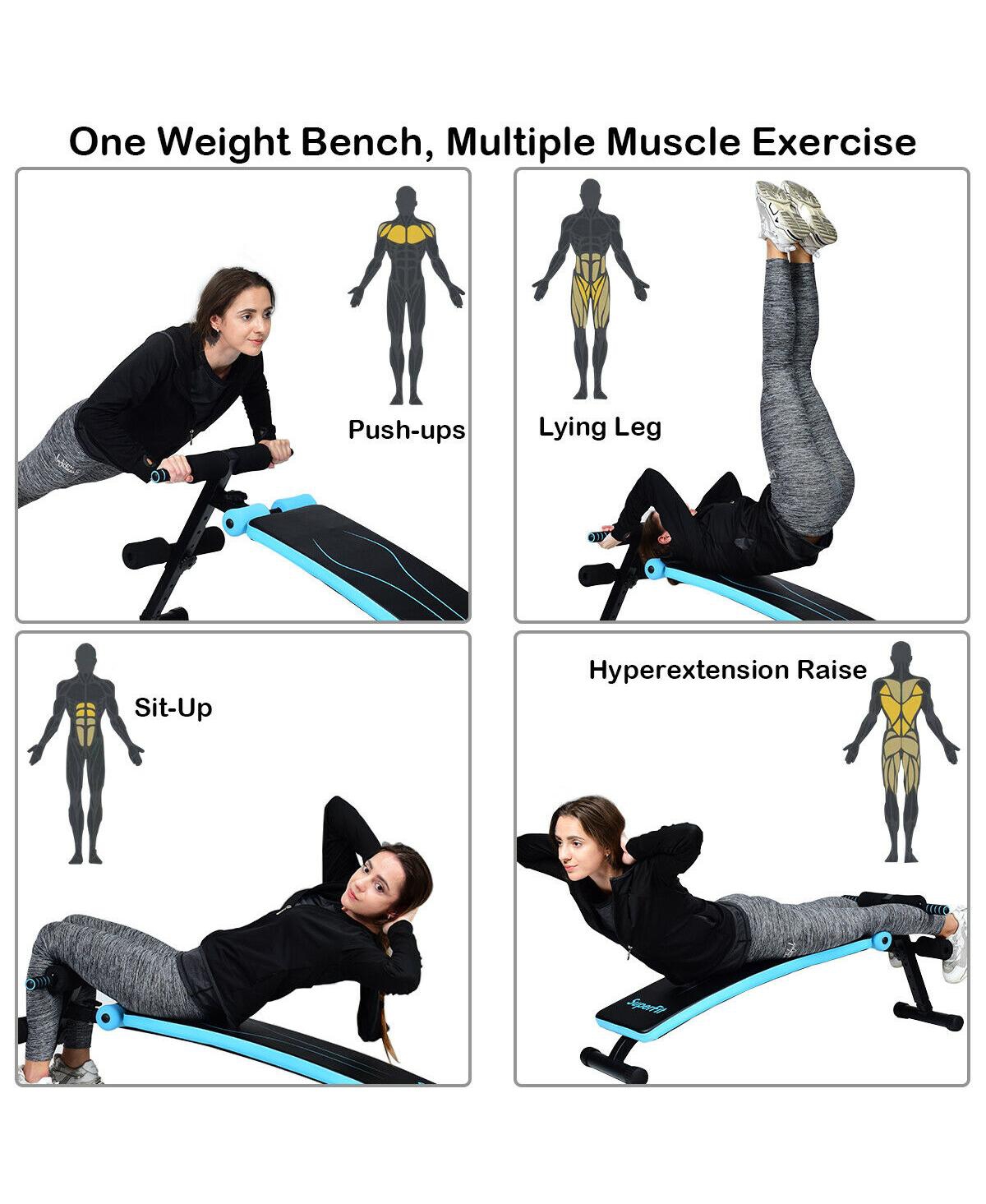 Folding Weight Bench Adjustable Sit-up Board Workout Slant Bench-Blue