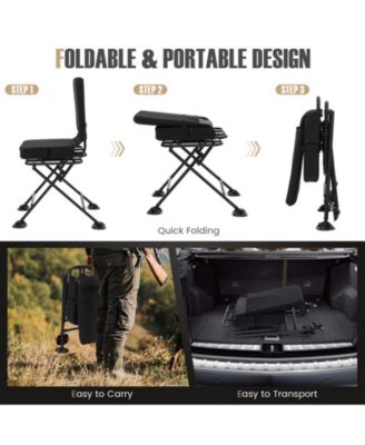 Swivel Folding Chair with Backrest and Padded Cushion