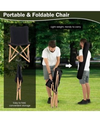 Set of 2 Bamboo Dorm Chair with Storage Pocket for Camping and Fishing