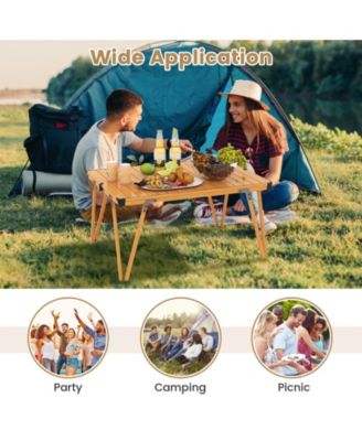 Folding Camping Table Picnic Table with Storage Bag and Waterproof Desktop