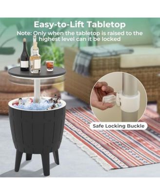 10 Gallon Cooler Bar Table Outdoor Coffee Table Ice Bucket with Telescopic Tabletop for Beer and Wine