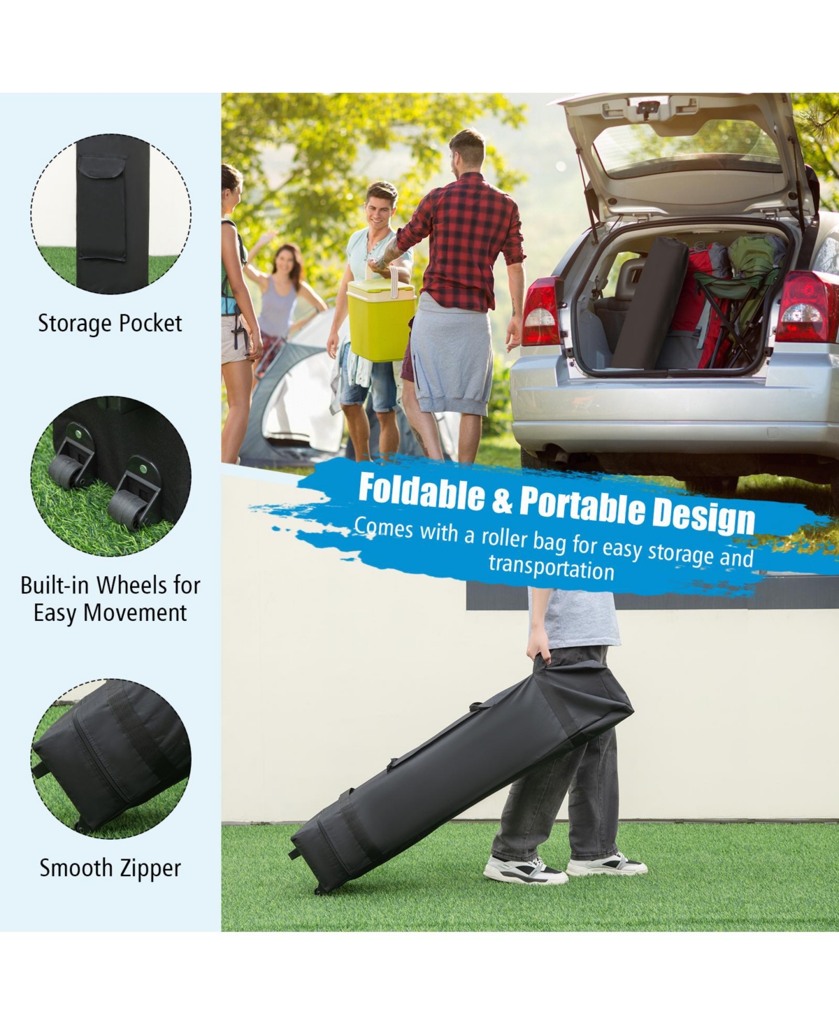 Patio 10x10FT Instant Pop-up Canopy Folding Tent with Sidewalls and Awnings Outdoor