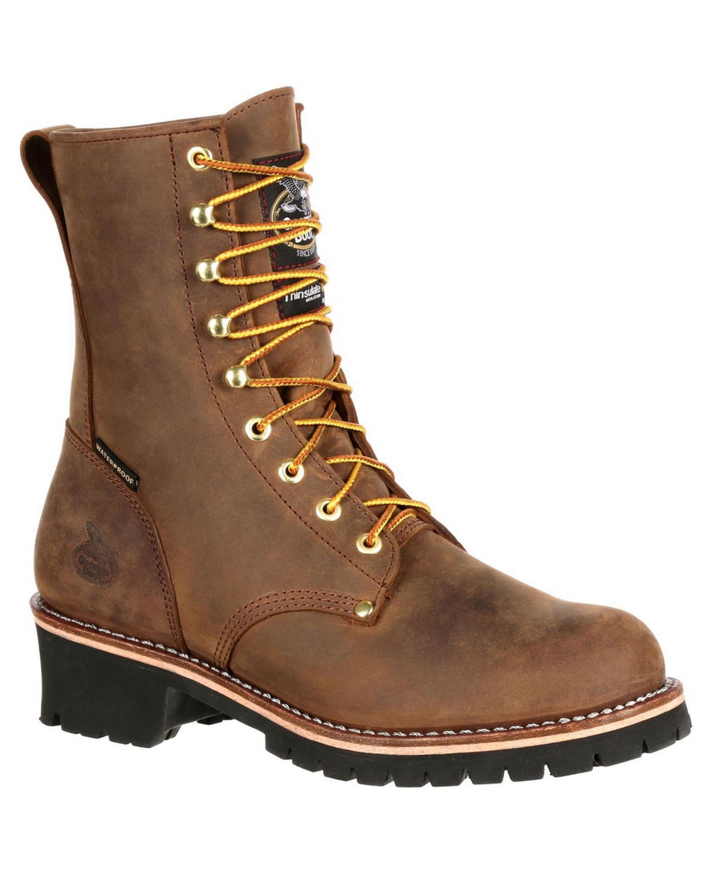 Мужские ботинки GEORGIA BOOT Steel Toe Waterproof 400G Insulated Logger Work Boot, цвет: Коричневый — фото 1
