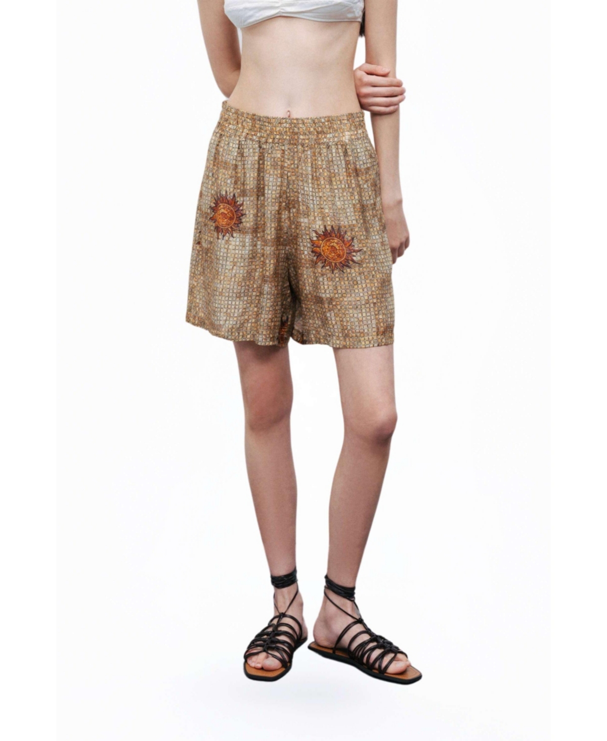 Women's Patterned Mini Shorts - Multi-colored