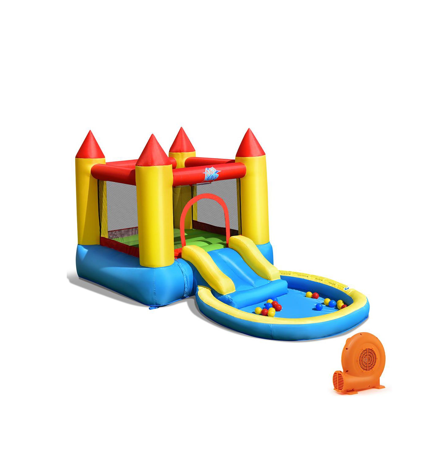 Детские игрушки Mecale Kids Inflatable Bounce House Castle with Balls Pool and Bag, цвет: Синий — фото 7
