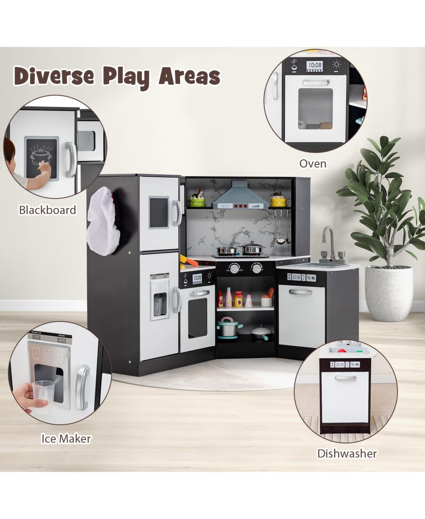 Детский игровой набор Mecale Interactive Washing Basin 8-Piece Kitchen Playset, Ages 3+, цвет: Чёрный — фото 6