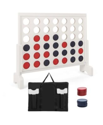 4-in-a-row Game Set Wooden Jumbo 4-to-Score Game with Carrying Bag