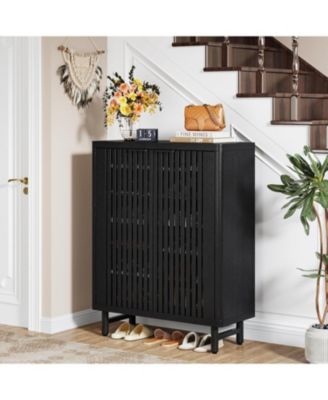 6-Tier Freestanding Shoe Cabinet with Shutter Doors and Adjustable Shelves for Entryway and Hallway