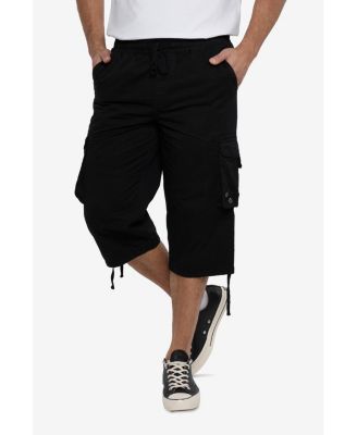 Men's 18" Elastic Waist Capri Long Cargo Shorts