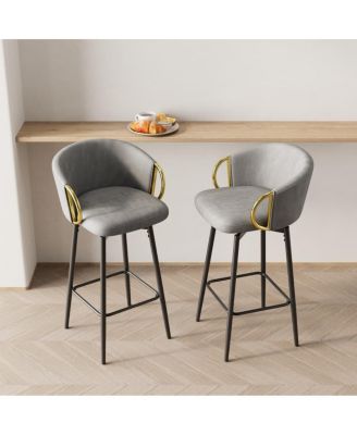 Set of Two 30-Inch Swivel Bar Stools with Upholstered Seats, Metal Legs, Modern Bar Chairs for Kitchen-The Pop Home