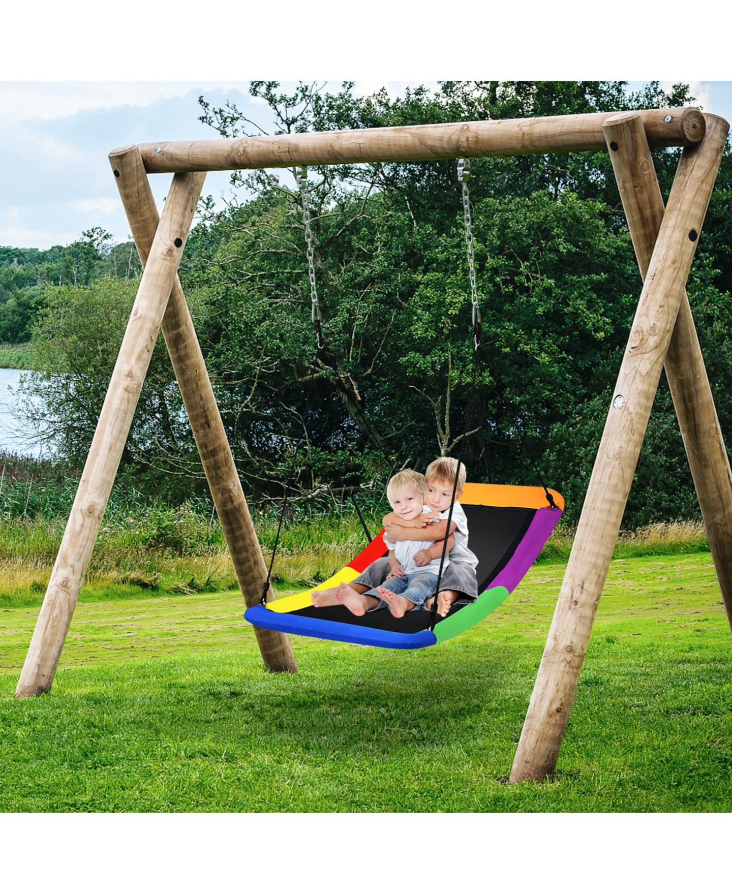 Детская игрушка Mecale Giant 60 Inch Platform Tree Swing, 700 lbs Capacity, Ages 3+, цвет: Чёрный — фото 4