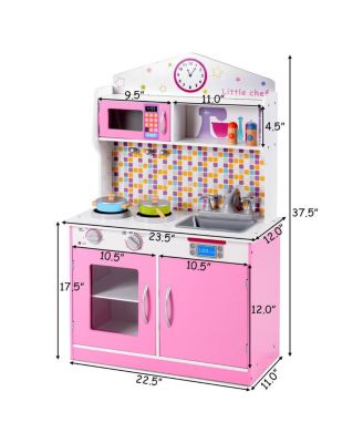 Kid's Wooden Pretend Cooking Play Kitchen Set