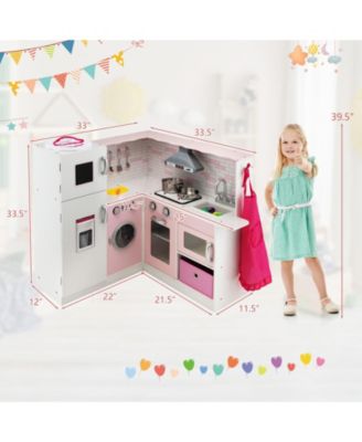 Corner Play Kitchen Wooden Toy Set with Sound and Light