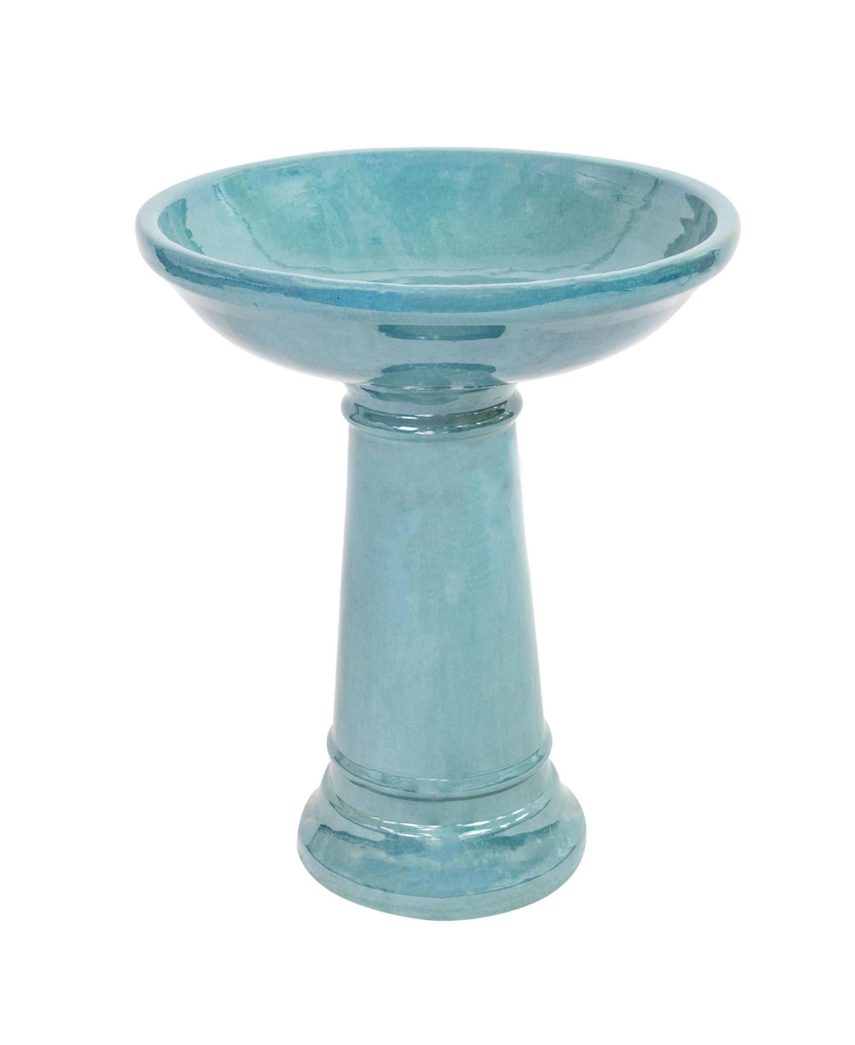Calais Ceramic Bird Bath with Glazed Finish - Jade Green - 25" H