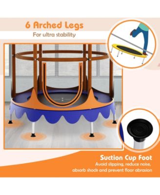 64 Inch Kids Trampoline with Detachable Canopy and Safety Enclosure Net