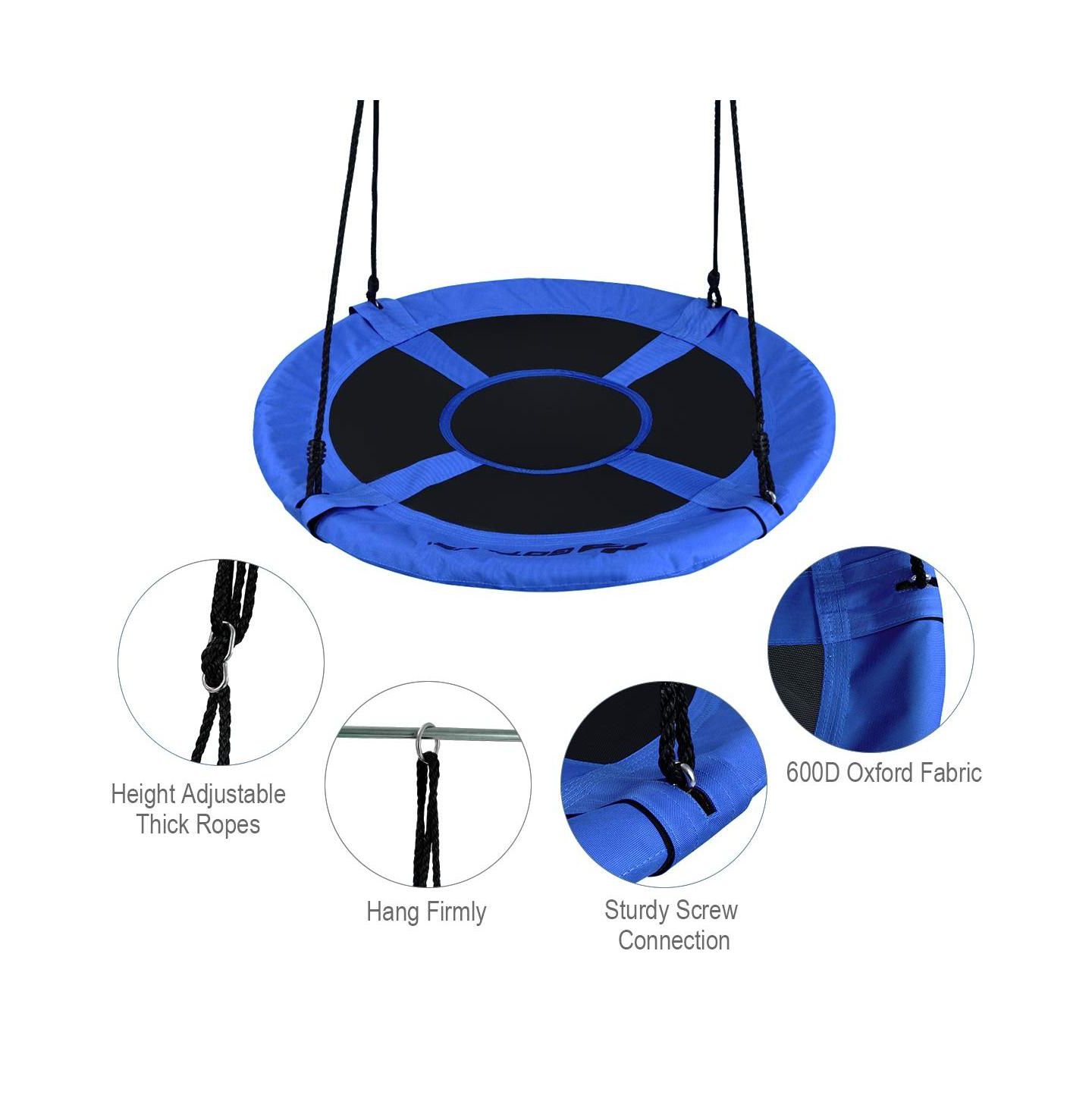 Детская игрушка Mecale 40 Inch Flying Saucer Adjustable-Height Tree Swing, Holds 700 lbs, Ages 3+, цвет: Синий — фото 4