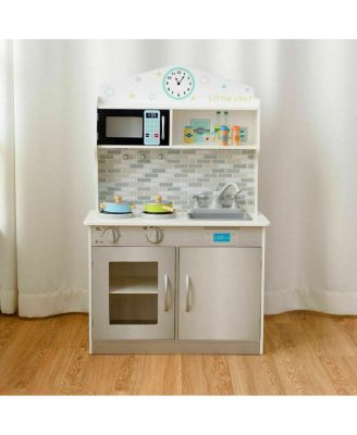 Kid's Wooden Pretend Cooking Play Kitchen Set