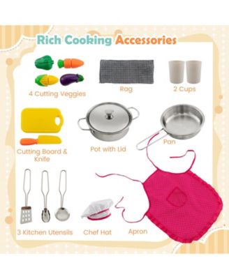 Wooden Kids Play Kitchen Playset with Realistic Lights and Sounds