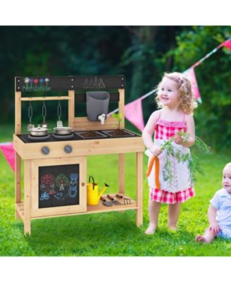 Mud Kitchen Playset Kids Play Kitchen Outdoor with 2 Removable Sinks