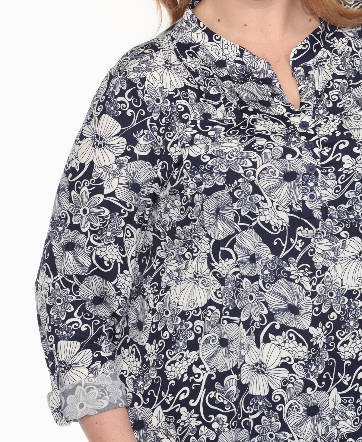 WHITE MARK PLUS SIZE 2-PIECE FLORAL PRINT TUNIC TOP AND PANTS SET 