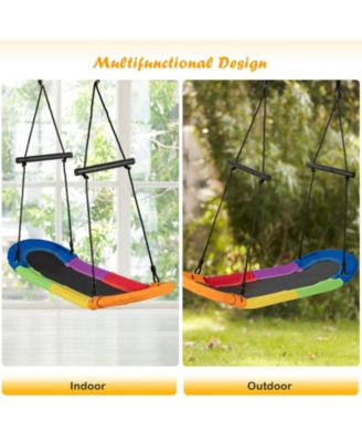 Saucer Tree Swing Surf Kids Outdoor Adjustable Oval Platform Set with Handle