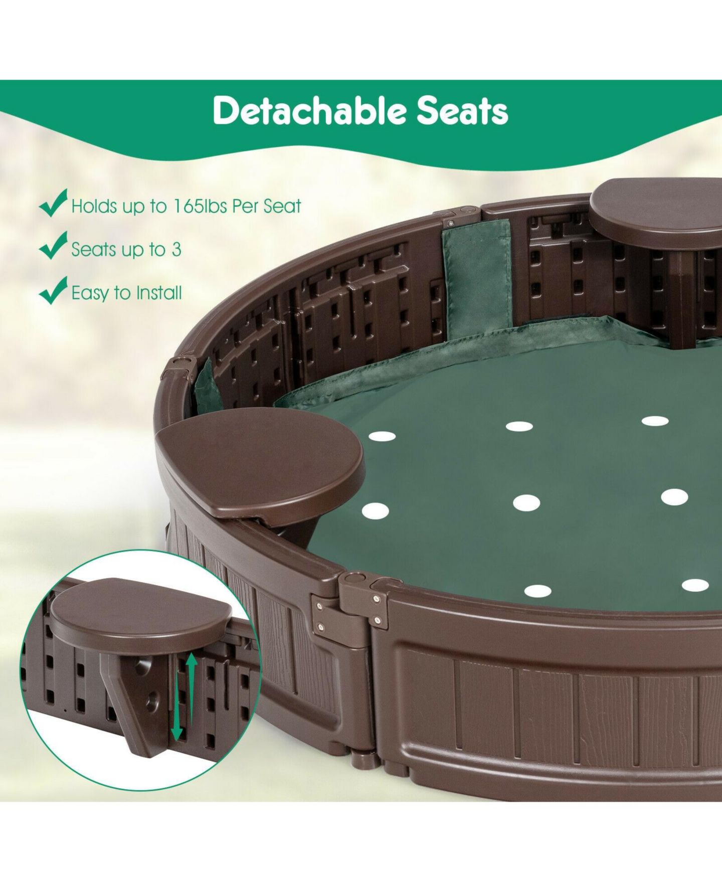Детская игрушка Mecale 47" x 47" Sandbox with Built-in Corner Seats and Dust-Proof Cover, Ages 3+, цвет: Коричневый — фото 5