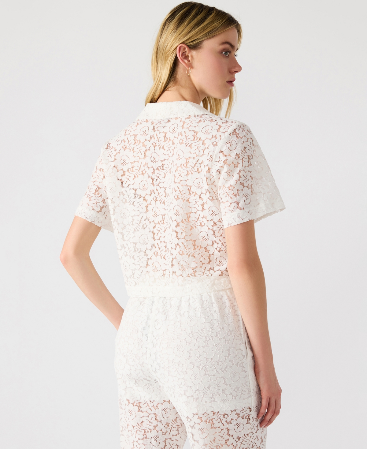Steve Madden Sandra Lace Crop Button-up Shirt
