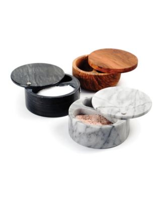5 Ounce Marble Salt Box with Hinged Lid