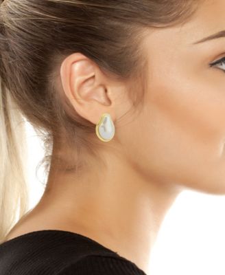 Faux Cultivated Pearl Button Earrings