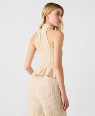 Women's Kosta Striped Halter Peplum Top