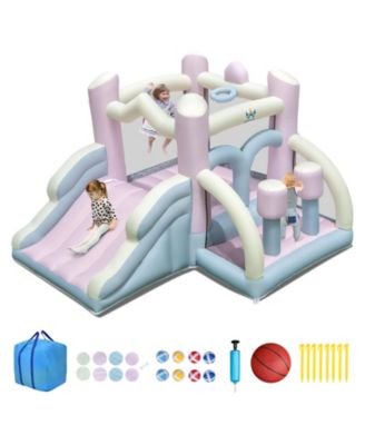 Kids Bounce House with Slide and 2 Boxing Columns Bouncy Castle for Party without Blower