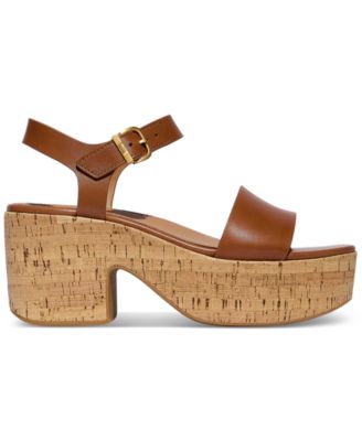 Women's Strappy Leather Cork Platform Sandals