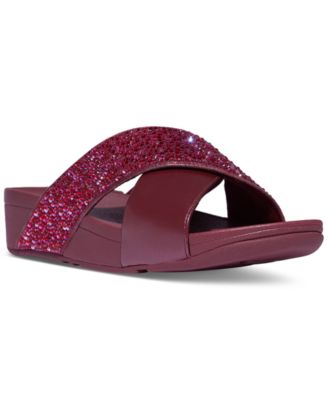 Women's Lulu Embellished Metallic Crisscross Slide Sandals