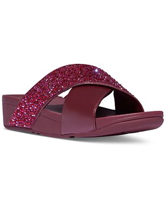 Women's Lulu Embellished Metallic Crisscross Slide Sandals