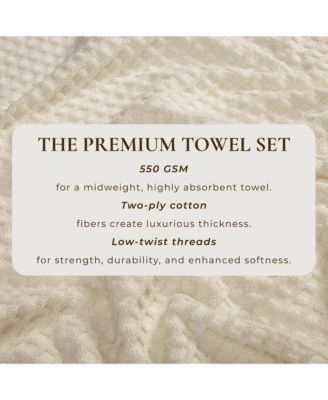 Quick-Drying Cotton Diamond Waffle Textured 4-Piece Bath Towel Set