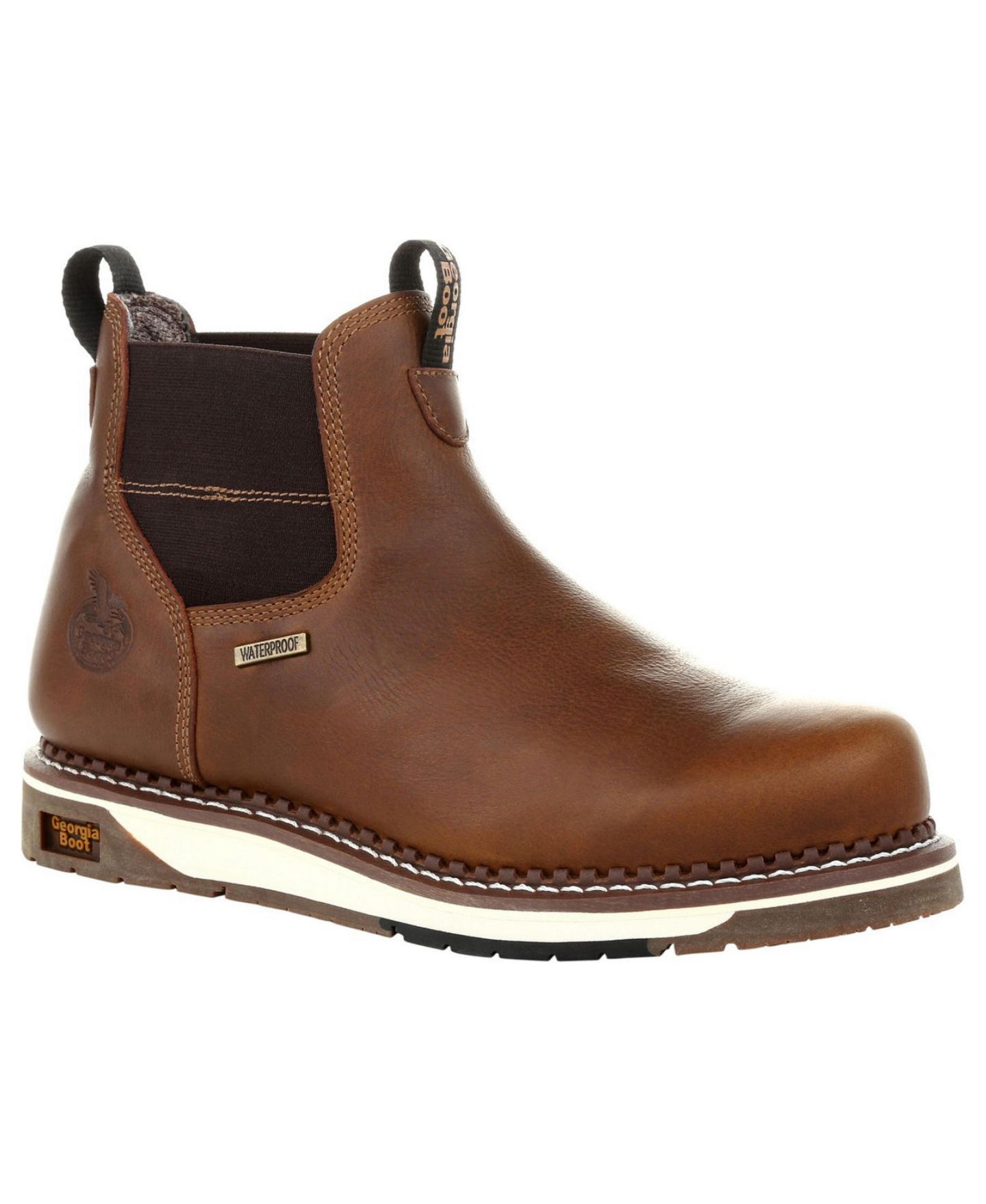 Мужские ботинки GEORGIA BOOT Amp LT Wedge Steel Toe Waterproof Chelsea Work Boot, цвет: Коричневый — фото 1