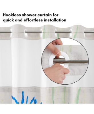 Hookless Coastal Shower Curtain with Sheer Panel, Snap-In Liner & Grommets, 72" x 75"