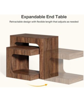 Nesting End Table Set, Walnut Side Table for Living Room, Night Stand Set for Bedroom, Small Spaces