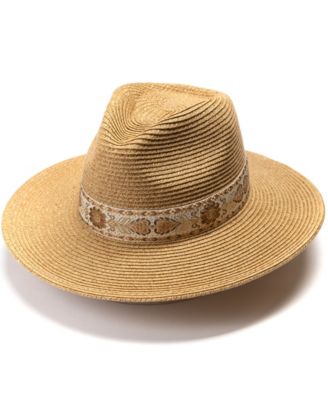 Panama Hat with Metallic Embroidered Band