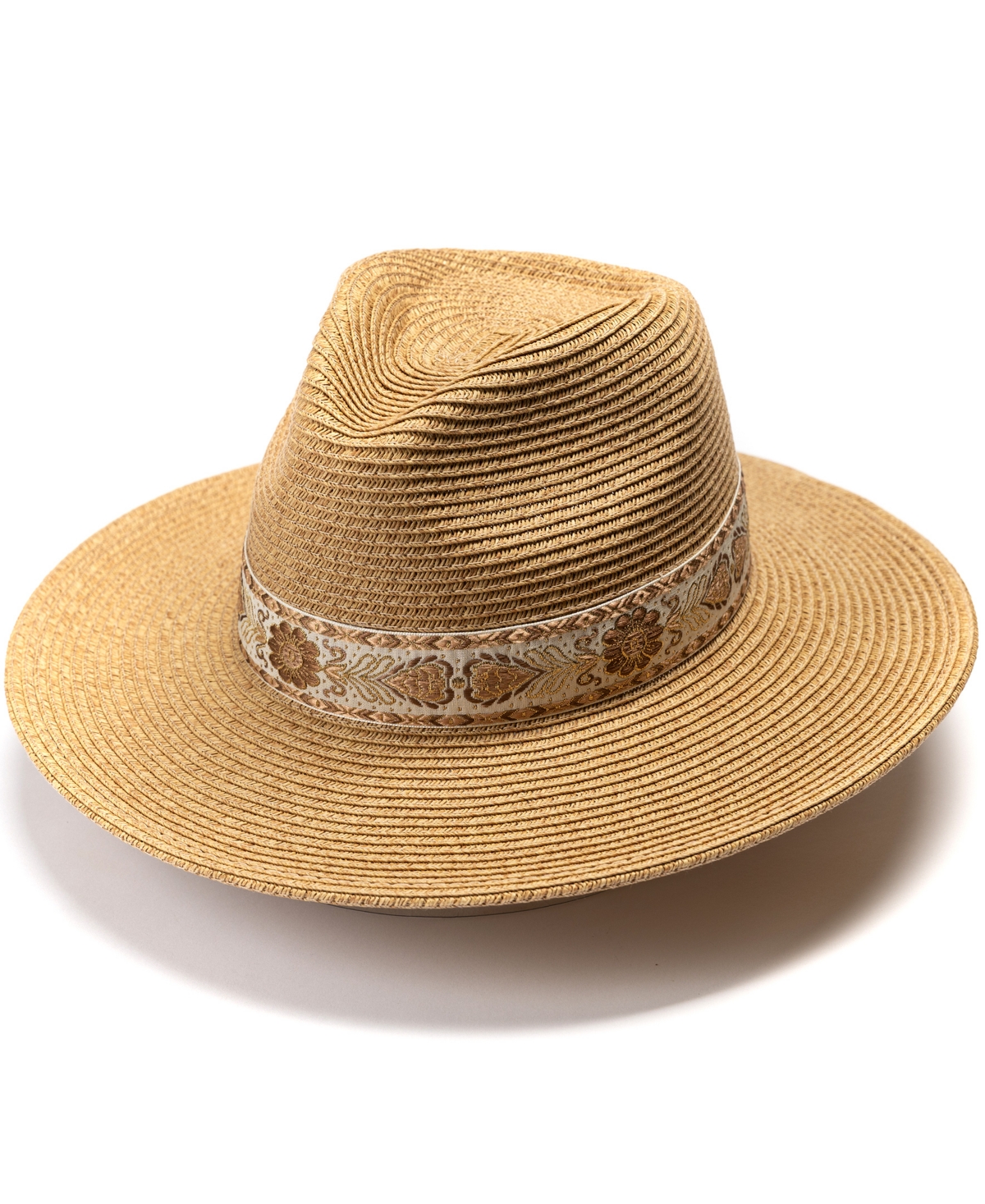 Vince Camuto Panama Hat With Metallic Embroidered Band
