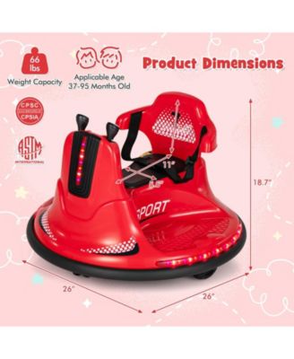 12V Kids Ride On Bumper Car with Remote Control Lights and Music