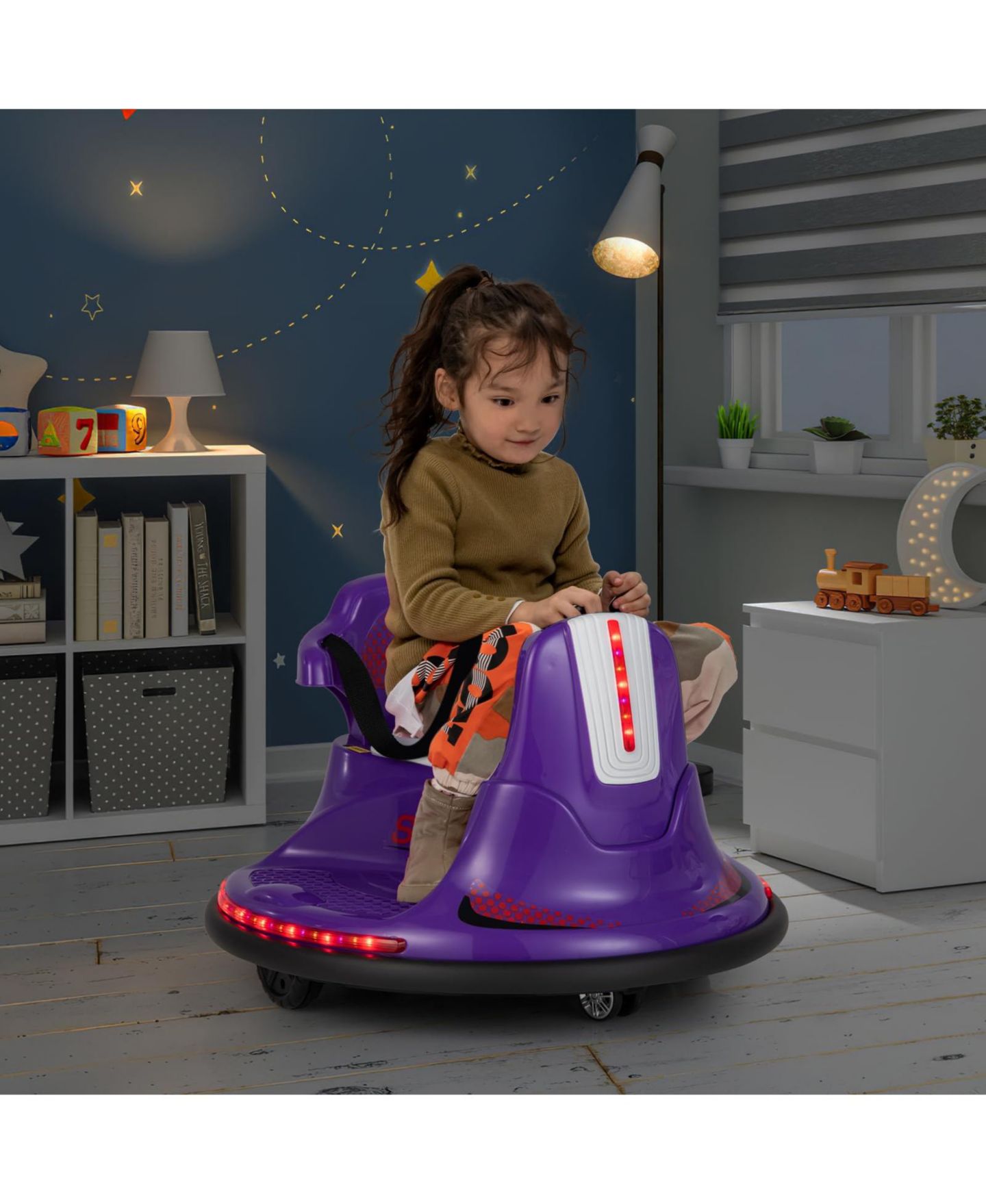Детская игрушка Mecale 12V Remote Control Bumper Car, 66 lbs Capacity, Ages 3-7 Years, цвет: Фиолетовый — фото 2