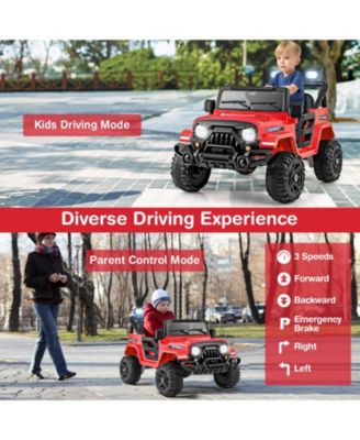 12V Kids Ride on Truck Car with Remote Control Threaded Wheels and 3 Speeds