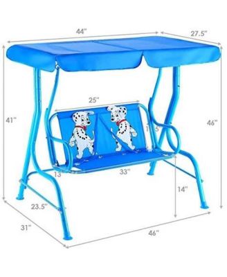 Outdoor Kids Patio Swing Bench with Canopy 2 Seats